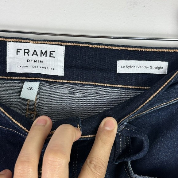 FRAME Le Sylvie Slender High Rise Waist Straight Jeans 25 Cabana LSYCHS230 - Picture 5 of 10